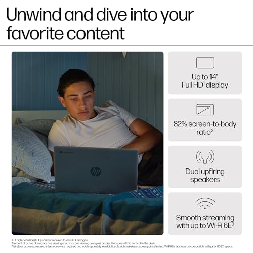 HP Chromebook 14-inch | Intel Processor | 4GB RAM | 128GB Storage | HD Display | Chrome OS | Dual Speakers