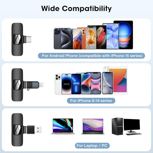 HMKCH Wireless Lavalier Mic for iPhone & Android - Noise Reduction, Crystal Sound - Video Recording, Vlogging