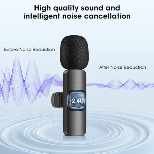 HMKCH Wireless Lavalier Mic for iPhone & Android - Noise Reduction, Crystal Sound - Video Recording, Vlogging