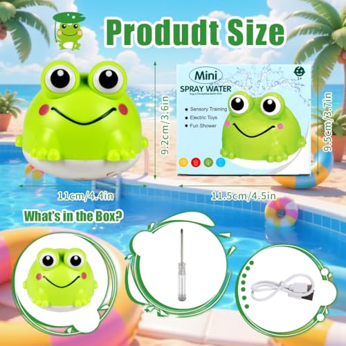 Light up Frog Water Spray Bath Toy for Toddlers, Rechargeable, Sensory Shower, Boys Girls 6-12 Months, 1-4 Years