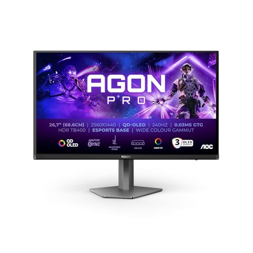 AOC Agon PRO 27" QHD OLED Monitor, 240Hz, FreeSync, G-Sync, HDR400