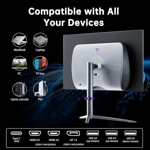 KTC 27" OLED Gaming Monitor | 1440P 2K@240Hz | DisplayHDR True Black 400 | Adaptive Sync, 136% sRGB | HDMI 2.1, DP 1.4, USB C | Adjustment Stand