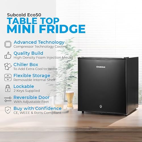 Subcold Eco50 Mini Fridge: Table-Top Model with Chiller Box