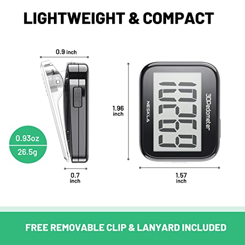 NESKLA 3D Pedometer: Simple Step Counter with Large Display