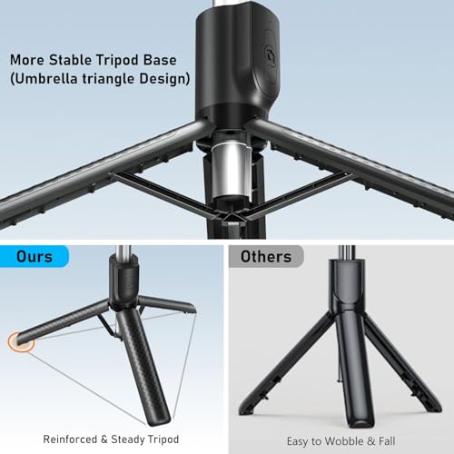 POWOMAO Telescopic Selfie Stick Tripod with Fill Light - Remote Control - Stable Tripod - iPhone/Samsung/Huawei - 125cm