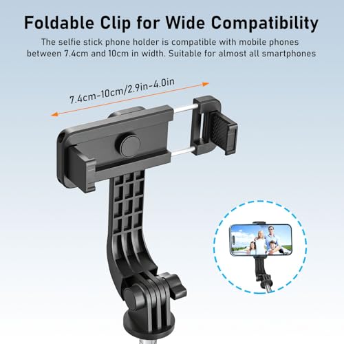 POWOMAO Telescopic Selfie Stick Tripod with Fill Light - Remote Control - Stable Tripod - iPhone/Samsung/Huawei - 125cm