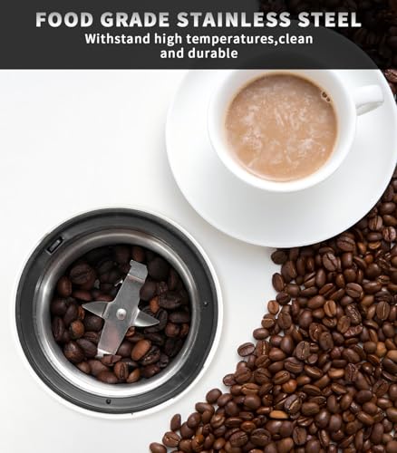 Coffee Co. 5-inch Grinder: Stainless Steel Blades, One-Touch Control for Beans, Spices, Nuts & Herbs