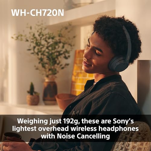 Sony Wireless Noise Cancelling Over-Ear Headphones, Ambient Sound, Lightweight Design, 35hr Battery - Black