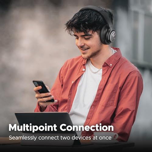 SoundPEATS Space Over Ear Bluetooth Headphones, Hybrid ANC, 123H Playtime, Wireless/Wired, Foldable - Home Office Travel