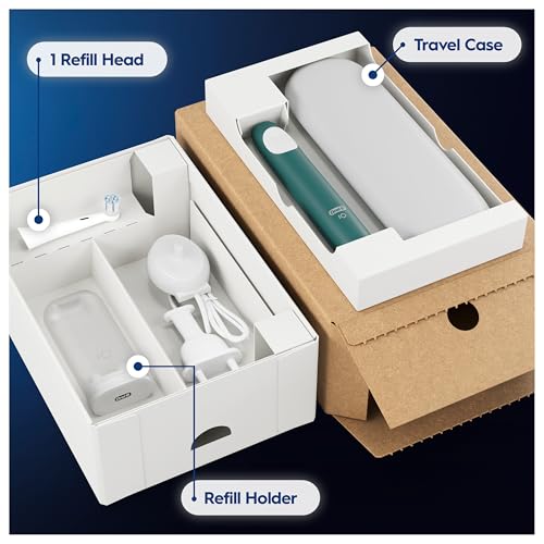 Braun Oral-B iO2 Toothbrush Kit, Gentle Care Head, Travel Case & Holder - Forest Green, Adults, UK Plug