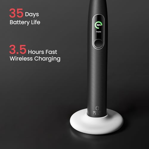 Oclean X Pro Elite Sonic Toothbrush, Smart Screen, 8 Areas Tracking, Wireless Charge - Black