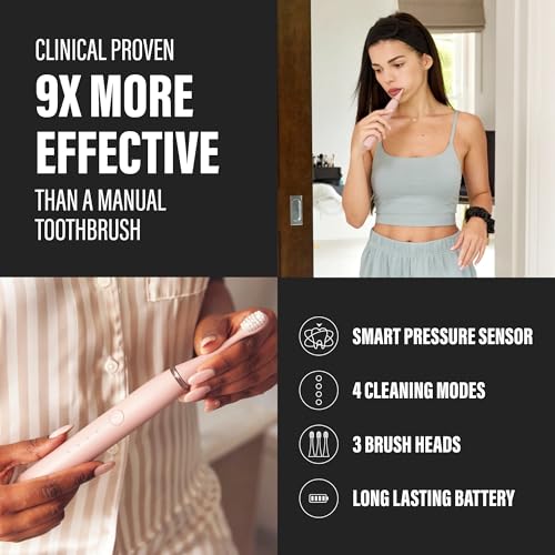 Sonic Pro Electric Toothbrush: Blush Pink, Dentist-Made, Advanced Technology, Customizable Modes, Long-Lasting Battery