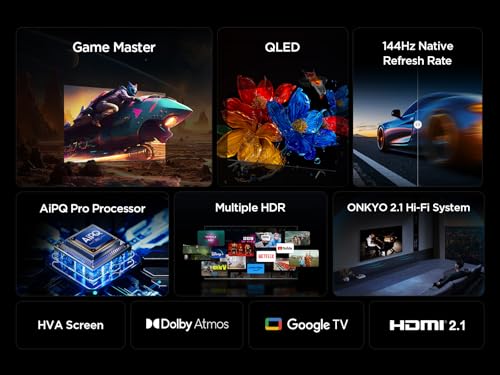 TCL 55" QLED Gaming TV, 4K 144Hz, Dolby Atmos, Google TV