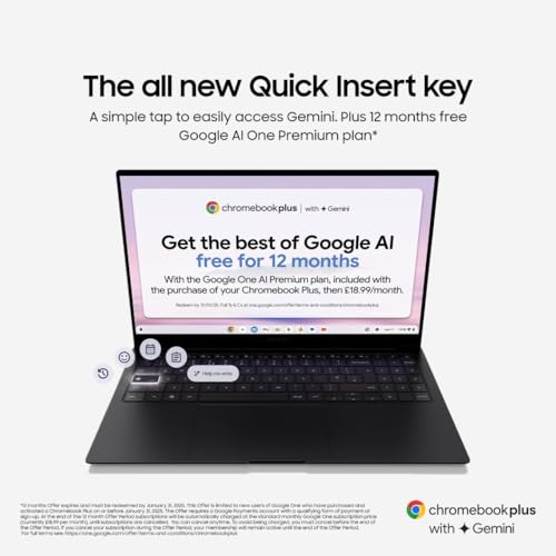 Samsung Galaxy Chromebook Plus Gemini Laptop, i3 Processor, 8GB RAM, Neptune Blue