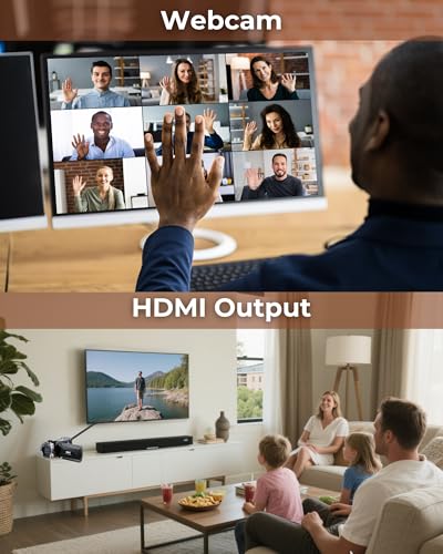 Euiivnt 4K Video Camera 48MP Camcorder for YouTube Vlogging, HDMI, Mic, Dual Lens 21X Zoom, Rotatable Screen