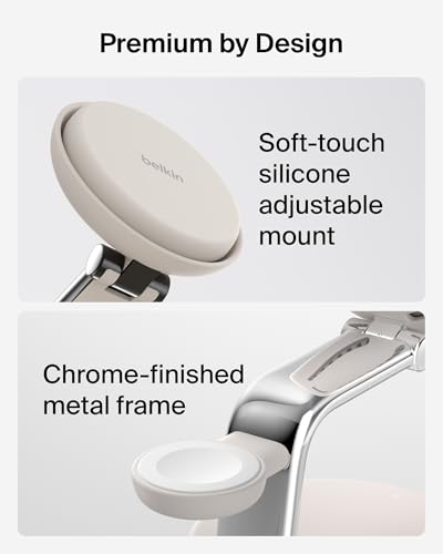 Belkin UltraCharge Pro 25W Magnetic Wireless Charger for iPhone, Apple Watch, AirPods - Qi2 Certified, Cooling Fan - Sand