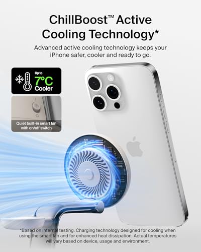 Belkin UltraCharge Pro 25W Magnetic Wireless Charger for iPhone, Apple Watch, AirPods - Qi2 Certified, Cooling Fan - Sand