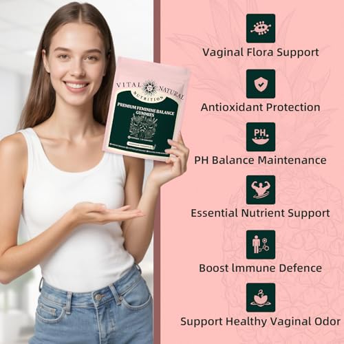 Balance Gummies for Women - Hawaiian Pineapple Flavor - Supports Vaginal Health, pH Balance & Immune Defense - Vegan - 60 Gummies