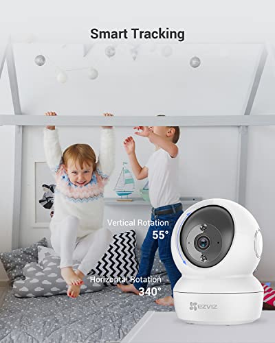 EZVIZ Indoor Camera with Pet & Baby Monitor, Motion Detection - Smart Night Vision, 2 Way Audio - Alexa Compatible - C6N WH