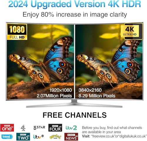 Brand High-Gain Indoor TV Aerial: 560+ Mile Range, Strong Signal Booster, Freeview for 4K HD Channels, 16.4FT Cable