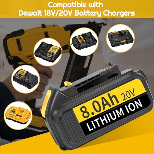 Dewalt 18V 8000mAh Battery Replacement with LED Indicator - Cordless Power Tools Compatible (1 Pack)