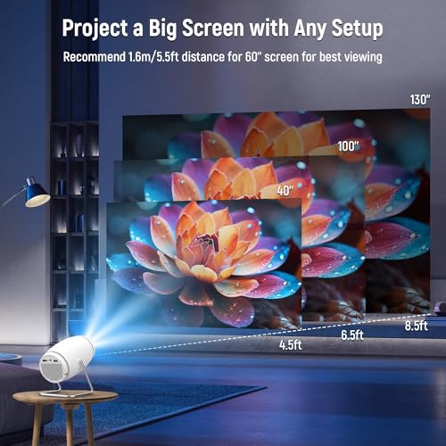 Portable Smart Projector 4K 1080P, WiFi 6, Bluetooth 5.0, Auto Keystone - Ideal for Home, Bedroom, Outdoors