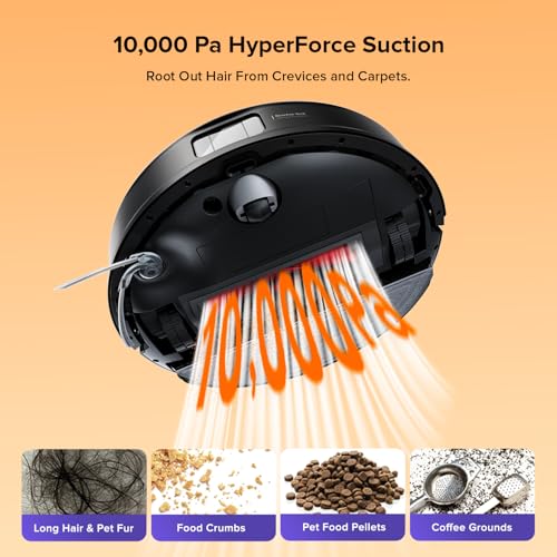 Roborock Q10 S5+ Robot Vacuum: Self-Emptying, 10000Pa Suction, Hands-Free Cleaning, Anti-Tangle Design, Auto-Lifting Mopping, Obstacle Avoidance