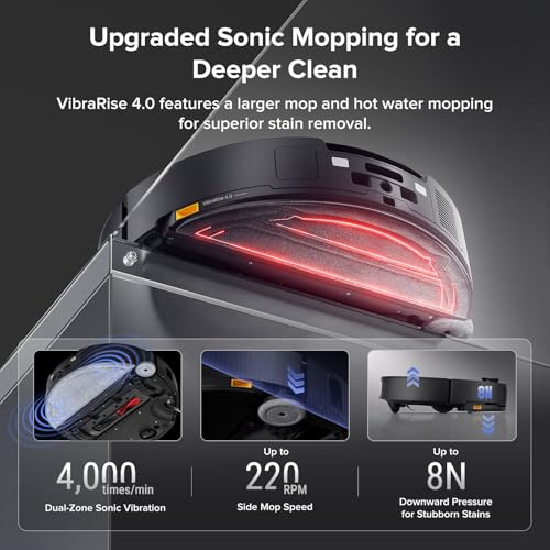 Roborock Saros 10 Robot Vacuum 22,000 Pa Slim Design, AI 3.0, Zero-Tangle, Auto Mop, Hot Water Cleaning