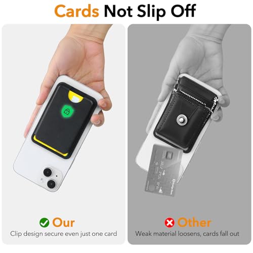 MagSafe Wallet: Slim RFID Card Holder w/ Magnetic Stand for iPhone, Black