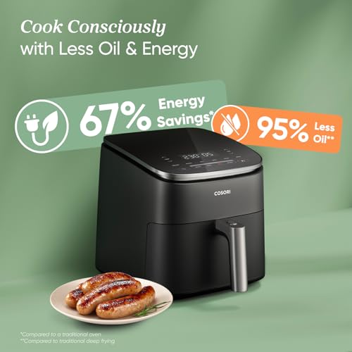 COSORI Air Fryer TurboBlaze 6L: 9 Functions, 5 Fan Speeds, Energy Saving, Quiet, 110+ Recipes