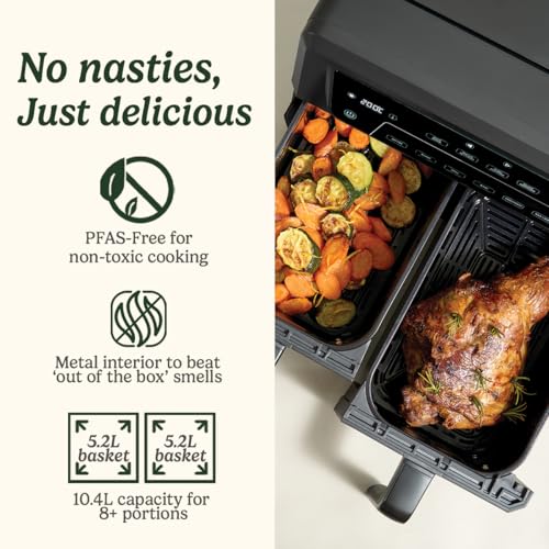 Cuisinart XXL Air Fryer 10.4 inch with Dual Zones | PFAS Free | Chemical-free Cooking | Air Fry, Roast, Grill, Bake, Dehydrate, Keep Warm