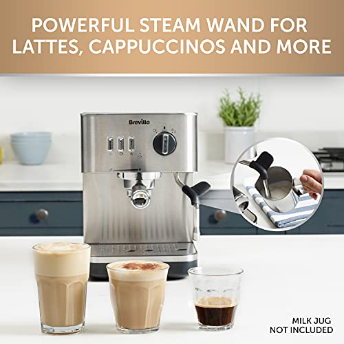 Breville Bijou Espresso Machine | Automatic & Manual | Cappuccino, Latte Maker | 15 Bar Pump | Steam Wand