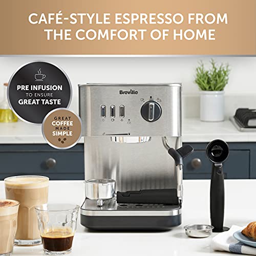 Breville Bijou Espresso Machine | Automatic & Manual | Cappuccino, Latte Maker | 15 Bar Pump | Steam Wand