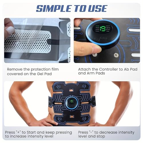 BENTENG EMS Muscle Stimulator: Abs & Arm Trainer, 8 Modes, USB Rechargeable