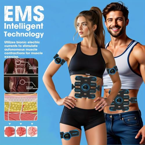 BENTENG EMS Muscle Stimulator: Abs & Arm Trainer, 8 Modes, USB Rechargeable