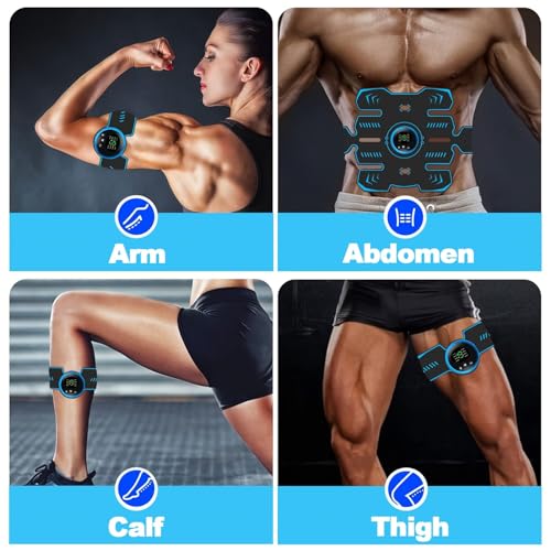 BENTENG EMS Muscle Stimulator: Abs & Arm Trainer, 8 Modes, USB Rechargeable