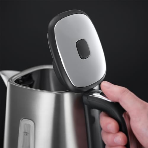 Russell Hobbs Luna Grey 1.7L Cordless Electric Kettle inchQuiet Fast Boil Anti-Scale Filter Easy Push Button Perfect Pour Spout