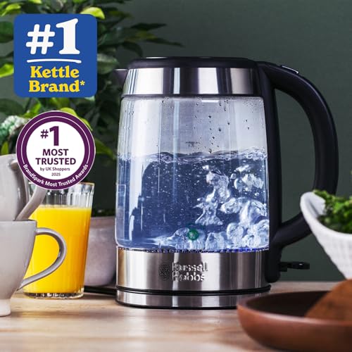 Russell Hobbs Glass Kettle: Fast Boil 3KW, 1.7L Capacity, Anti-Scale Filter