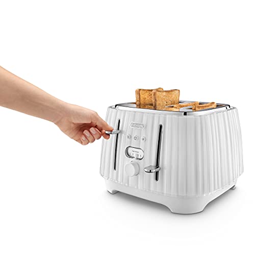 De'Longhi Ballerina 4 Slot Toaster - Reheat, 5 Settings, Defrost - White