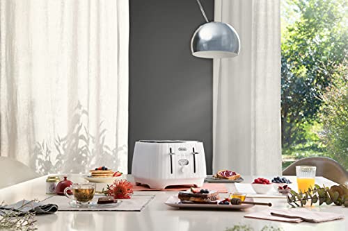 De'Longhi Ballerina 4 Slot Toaster - Reheat, 5 Settings, Defrost - White