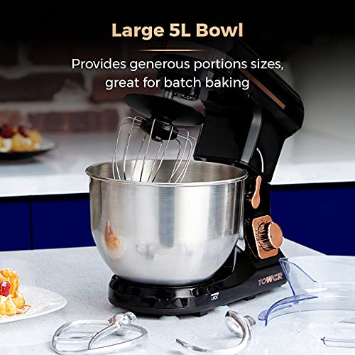 Tower 3-in-1 Stand Mixer, 6 Speeds, Pulse Setting, 1000W, 5L - Rose Gold