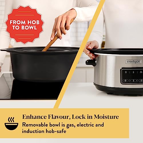 Crock-Pot Sizzle & Stew Slow Cooker | 6.5L | Induction Hob-Safe Bowl | Sears Meat & Veggies