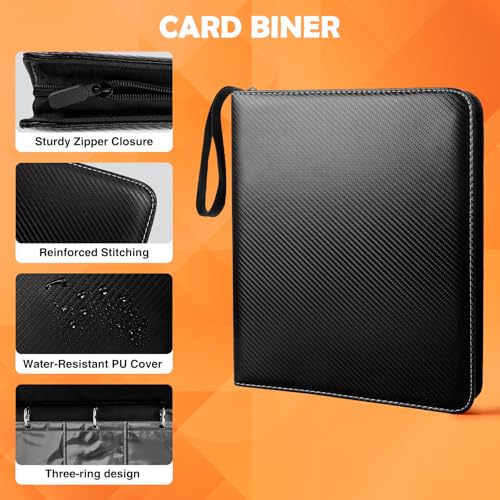 TenFans Exo-Tec 400 Card Binder - 4-Pocket Zip for TCG, Water-Resistant & Reinforced