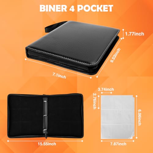 TenFans Exo-Tec 400 Card Binder - 4-Pocket Zip for TCG, Water-Resistant & Reinforced