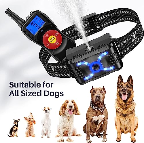 Citronella Dog Training Collar with Remote Control, Anti-Bark Spray/Vibration/Sound/Light, 2700ft Range
