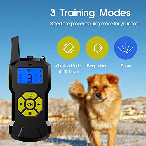 Citronella Dog Training Collar with Remote Control, Anti-Bark Spray/Vibration/Sound/Light, 2700ft Range