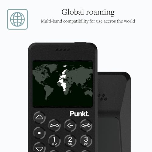Punkt. MP02 4G LTE Dumb Phone, Minimalist Design, Unlocked, WiFi Hotspot, 2GB RAM - Black