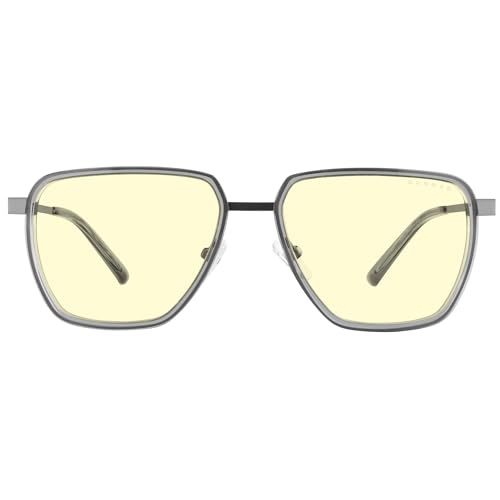 Gunnar Gaming Eyewear: CLIX Stone Amber Gunmetal, Amber Lens - Blocks 65% Blue Light - UV Protection - Blue Light Glasses