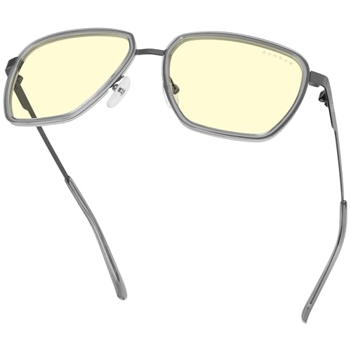 Gunnar Gaming Eyewear: CLIX Stone Amber Gunmetal, Amber Lens - Blocks 65% Blue Light - UV Protection - Blue Light Glasses