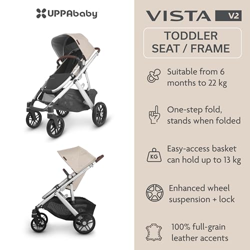 UPPAbaby Vista V2 Pushchair - Declan - Convertible Stroller with Carry Cot & Toddler Seat, Accessories - One Step Fold, Baby to Toddler